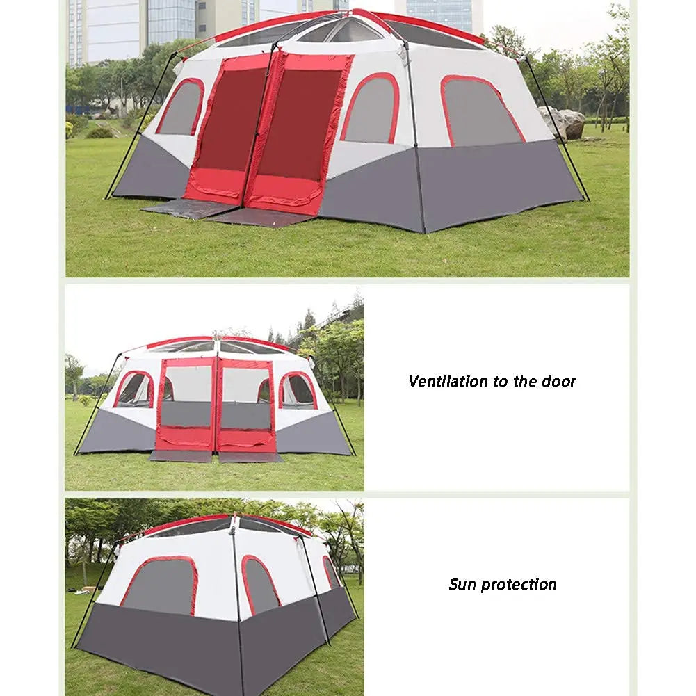 Custom China Travel 4 Season La Tente 2 Rooms Camping Tents 12 Persons Waterproof Outdoor Family Big Camping Tent for 12 Persons