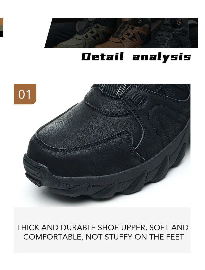 Rotating button Safety Boots Men Outdoor tactical boots Indestructible shoes Puncture-Proof Work Boots Steel toe shoes Sneakers