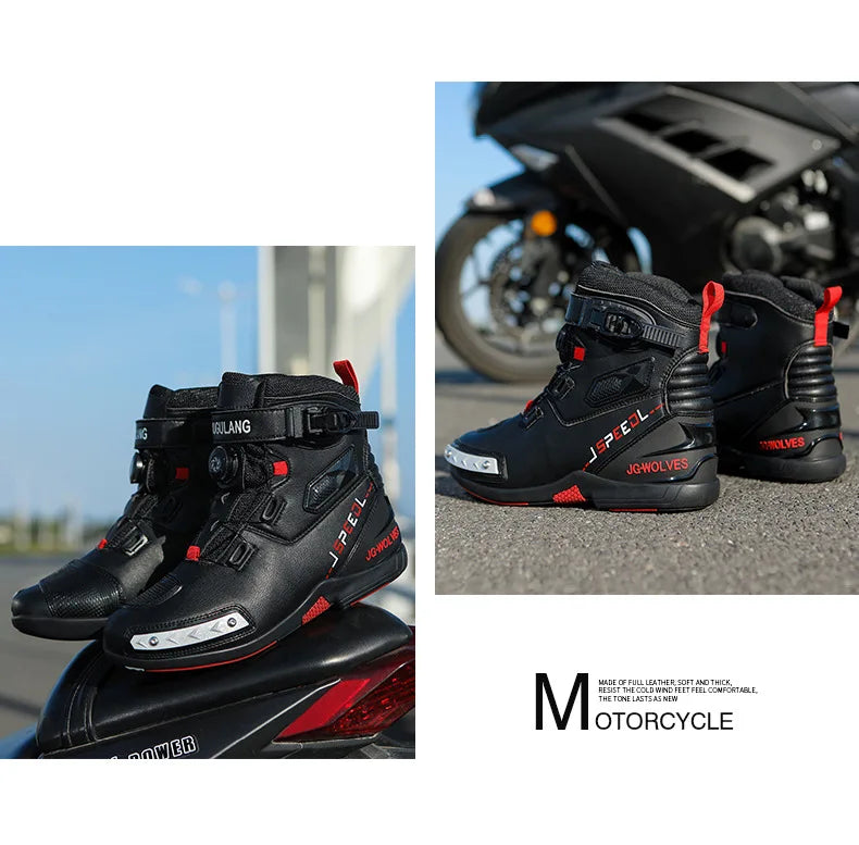 Motorcycle Boots Man Leather Motos Riders Protective Motocross Boots Waterproof Non-slip Motocross Mountain Racing Shoes