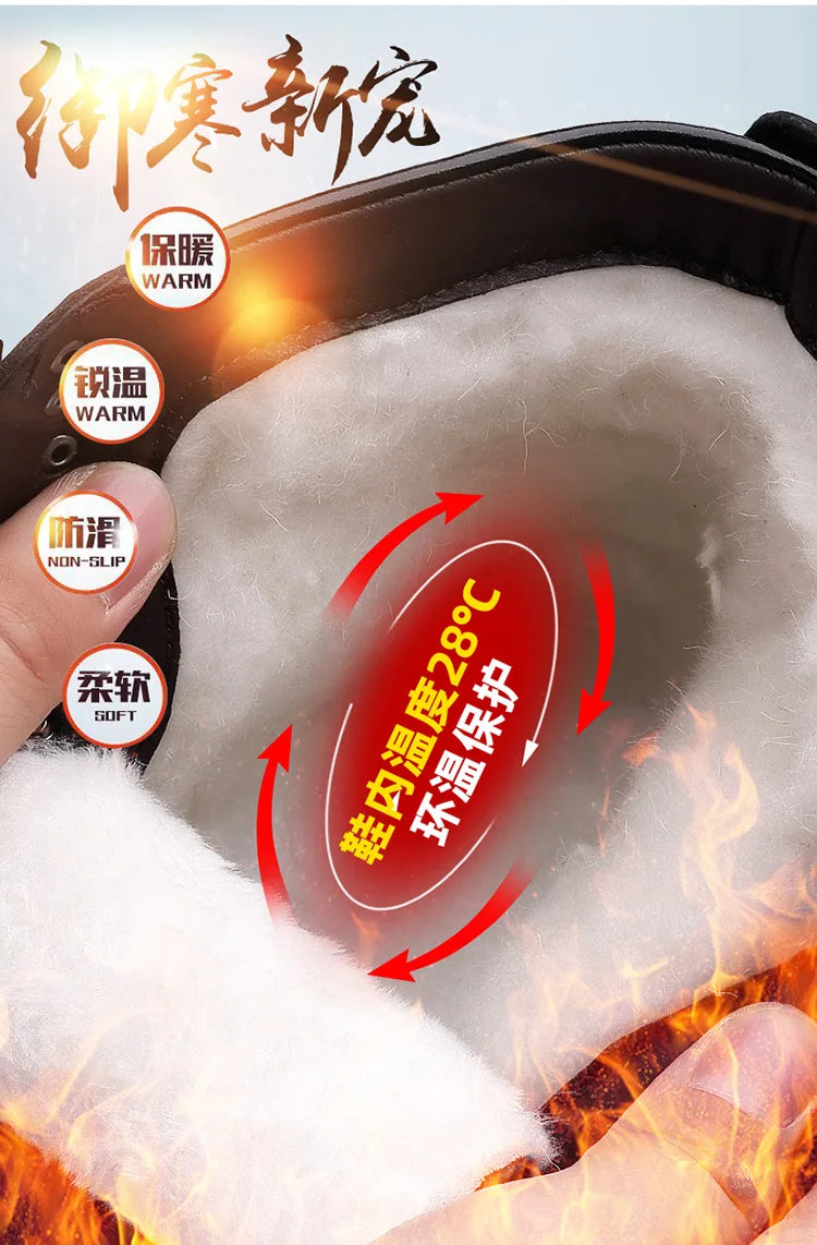 Winter Cotton Shoes Men Fashionable High-top Wear-resistant Shoes Thick-soled Plus Velvet Snow Boots Outdoor Non-slip Work Boots