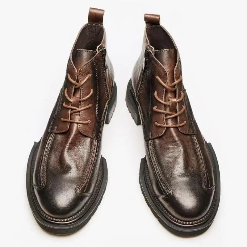 Motorcycle Riding Boots Genuine Leather British Leather Boots High Top Shoes Handmade Retro Men Leather Work Boot