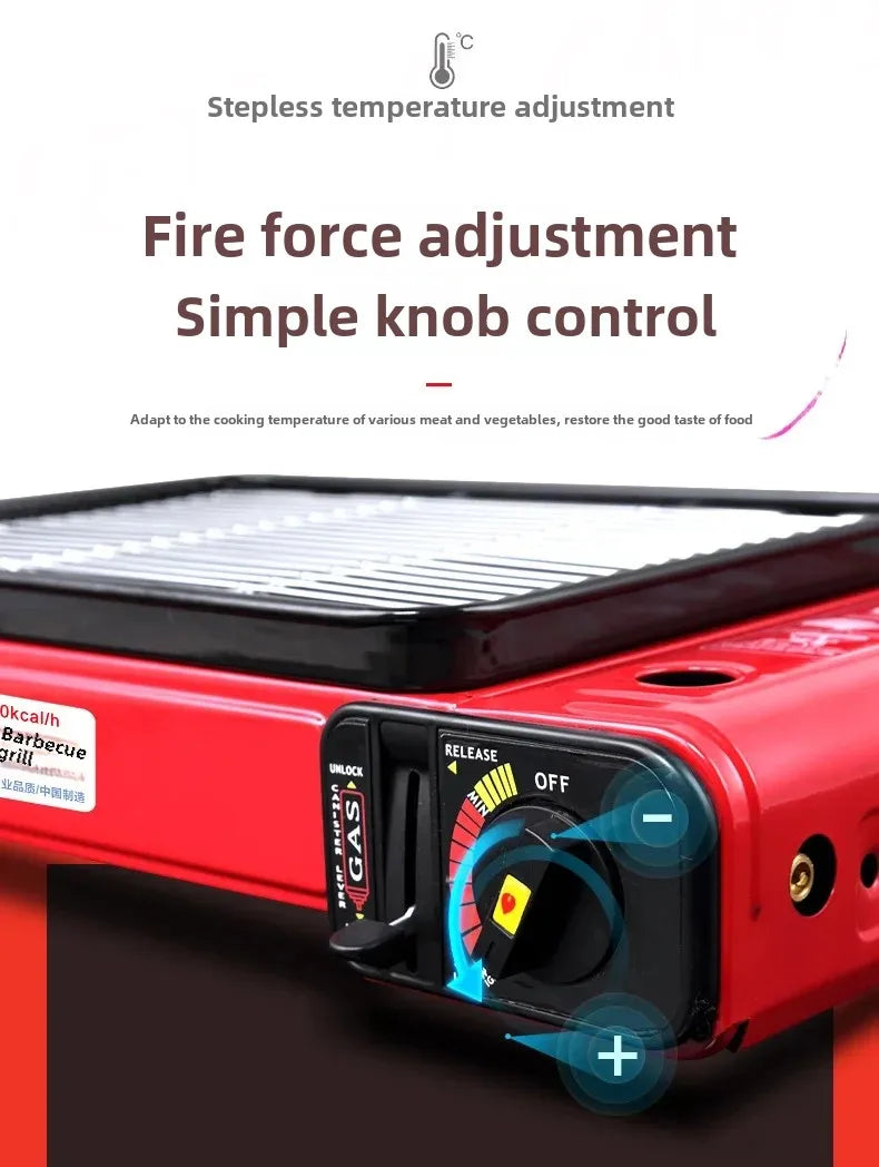 Portable Barbecue Stove, Smokeless Grill, Dual-Purpose Gas Oven for Outdoor Use, Compact Cooking Unit, Korean Style