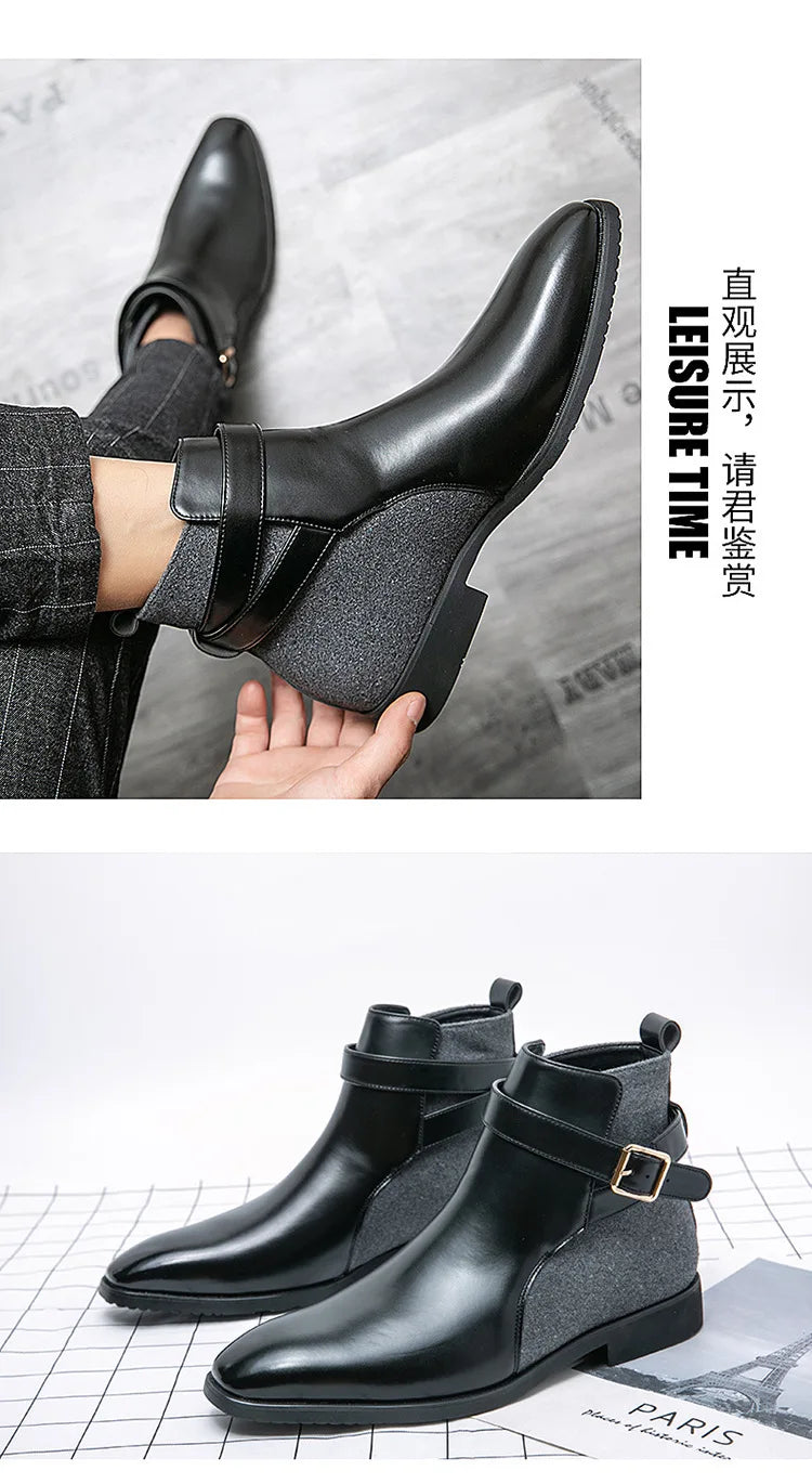 2024 Autumn New Men's Fashion British Style Casual Retro High-top Leather Shoes Men Large Size 39-48