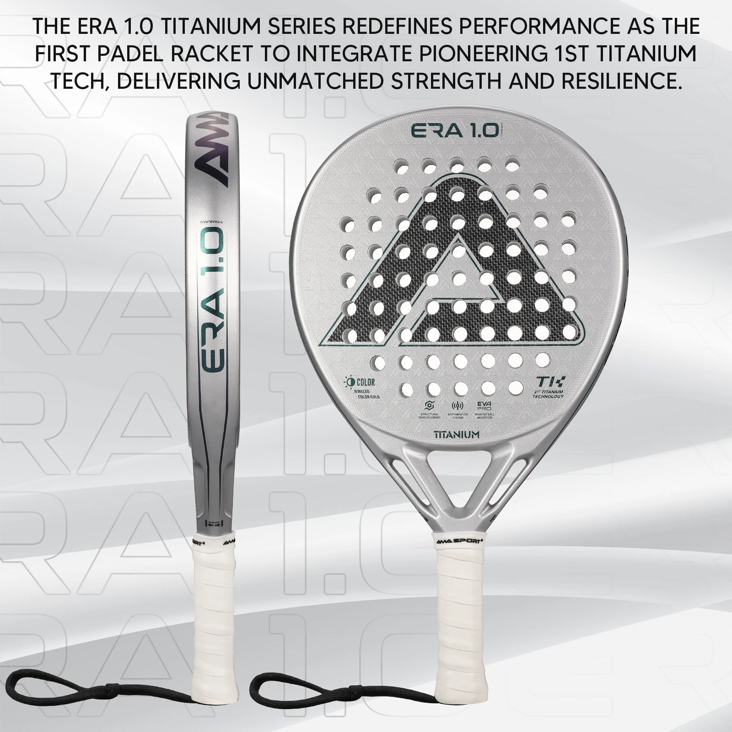 AMASPORT 1st Titanium Technology Paddle Tennis Racket Surface Frosted Treatment T-Titanium Pickleball Paddle For Senior Player