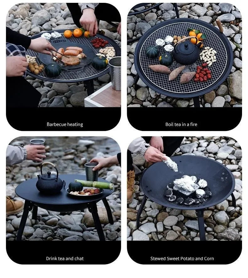 Camping Fire Pit Bonfire Charcoal Barbecue Stove Fire Wood Heater Outdoor Burner Winter Insulation  Bbq Grill Outdoor  Grill