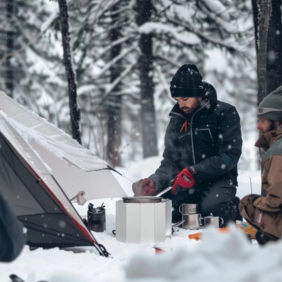 Tall Stove Windscreen-Gas Burner Windshield- Aluminum Camping Stove Compact Folding,Outdoor Cooker Butane Burner Wind Shield