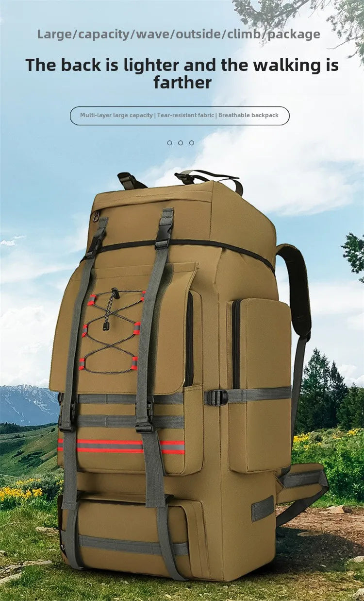 130L Large Capacity Mountaineering Bag Suitable  Outdoor Travel Camping Climbing Adventure Multifunctional Waterproof  Backpack