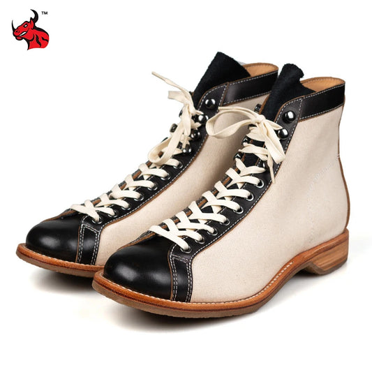 Men's Vintage Motorcycle Boots Genuine Leather Motorbike Boot Motocross Riding Higth-Top Ankle Shoes Moto Knight Workwear Shoes
