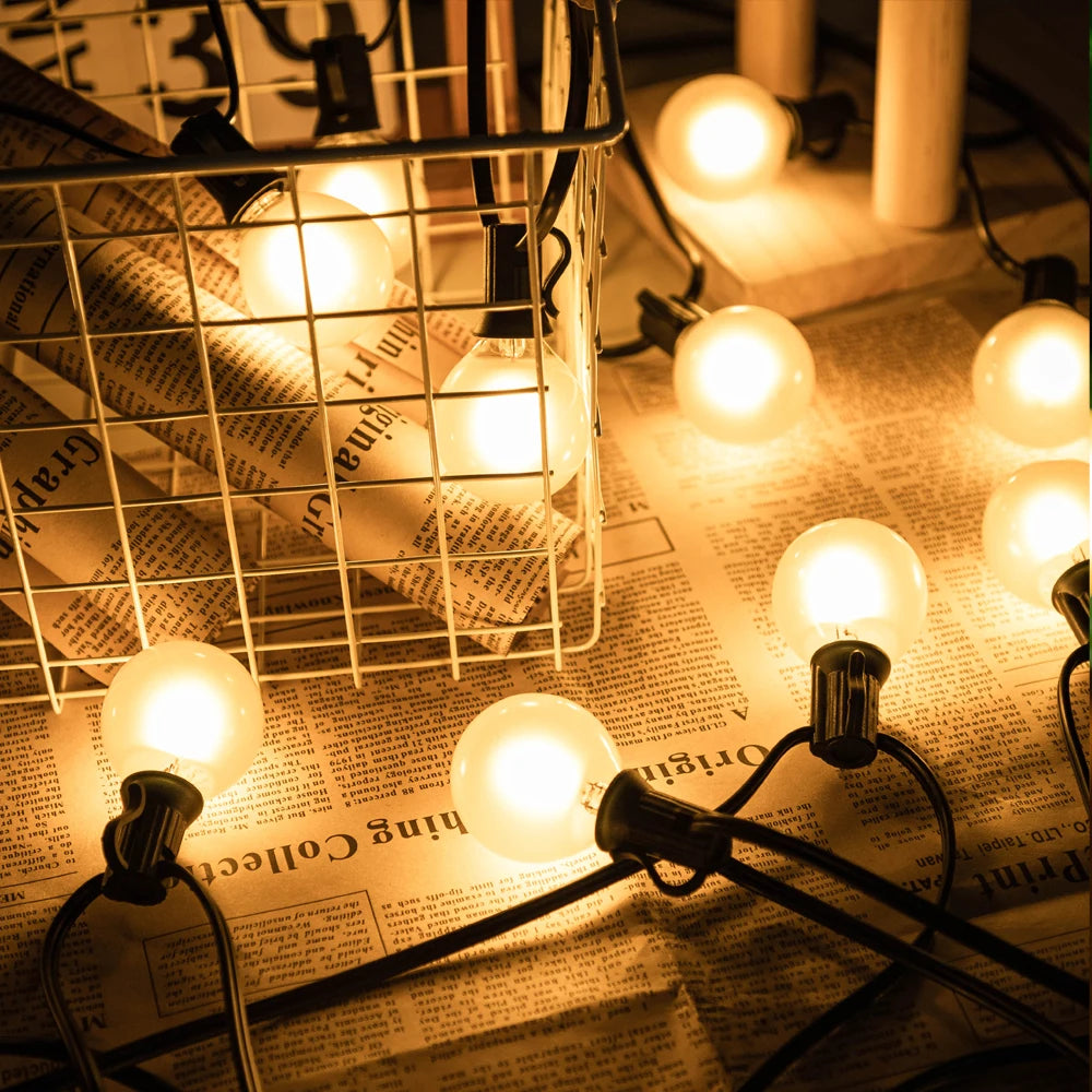 Waterproof G40 Led Lights Decoration EU 220V US 110V String Light Warm White Frosted White Wedding Party Garden Lights Outdoor