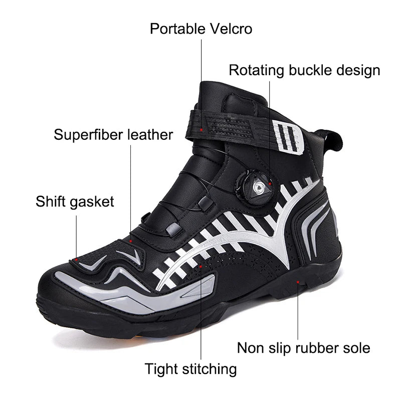 Man Motorcycle Boots Breathable Anti Slip Men's Motorbike Shoes Road Racing Riding Motocross Boot High Quality Men Motos Shoes
