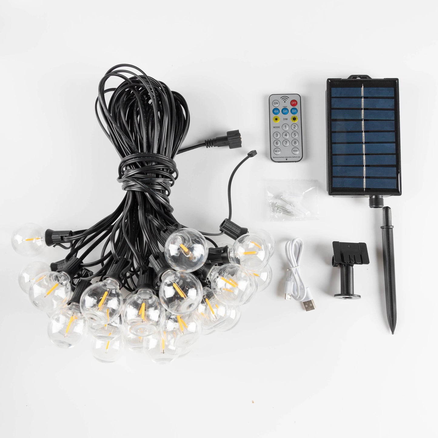 Led G40 Solar String Lights Outdoor Waterproof Garden String Lights USB Rechargeable Solar Light With Remote Decoration Light
