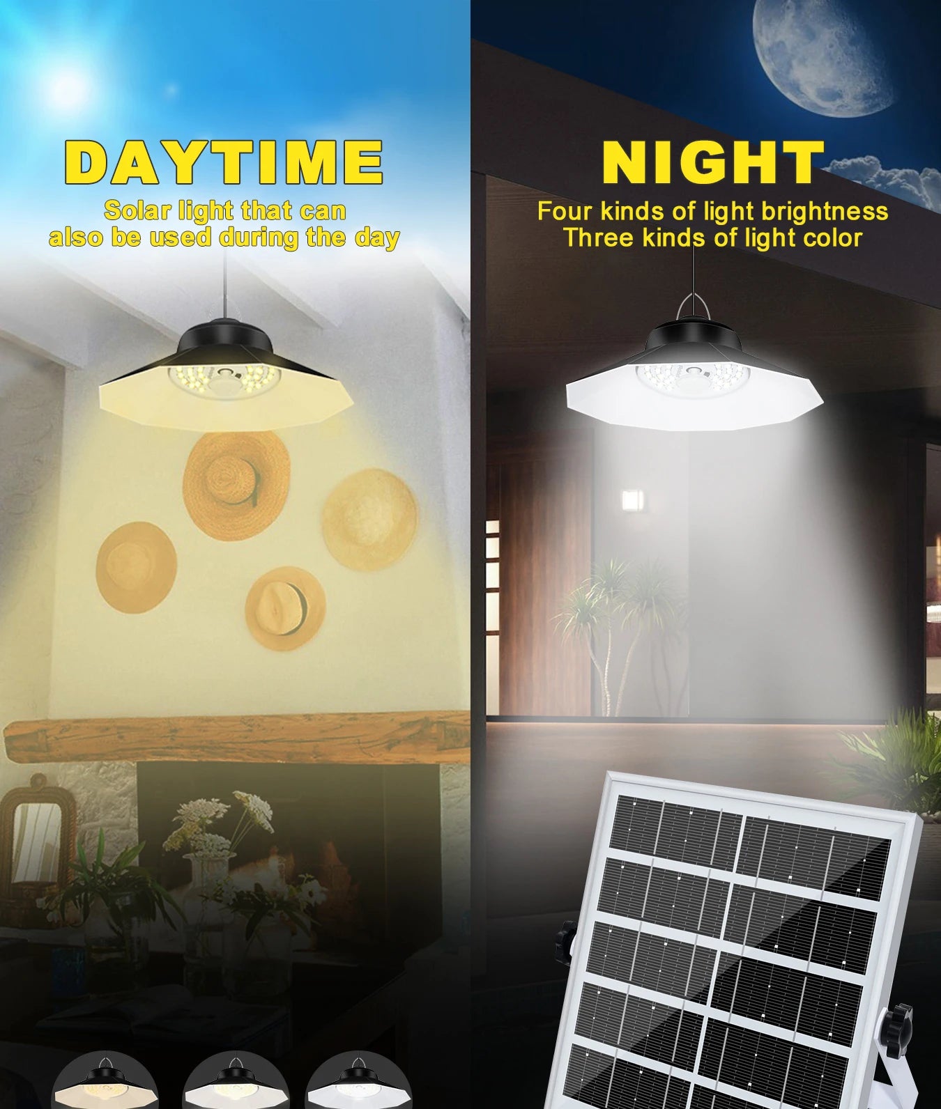 Solar Pendant Lights with Sensor Shed Lamp Indoor Remote Daytime Available for Barn Garage Solar Powered Outdoor Light
