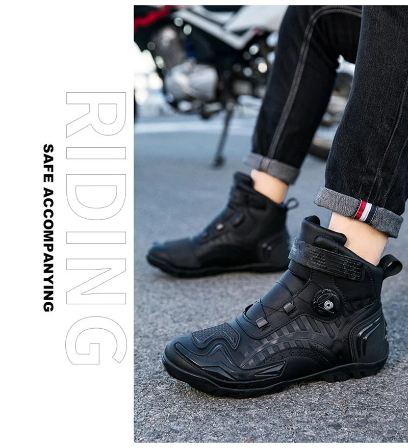 Man Motorcycle Boots Breathable Anti Slip Men's Motorbike Shoes Road Racing Riding Motocross Boot High Quality Men Motos Shoes