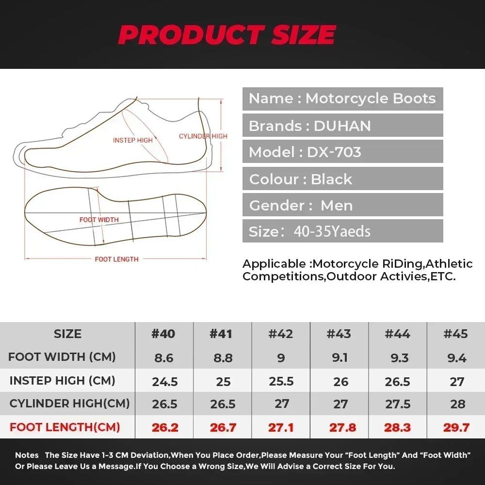 Motorcycle Boots Men Leather Waterproof Riding Black Shoes Summer Breathable Safety Motocross Motobike Thick Sole Protection