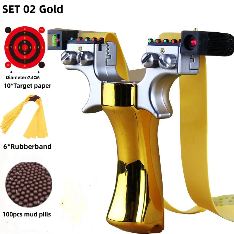 Powerful New Laser Slingshot Upgrade Outdoor Shooting Catapult Double Screw Quick Pressure Rubber Band Toy Hunting Tools Outdoor