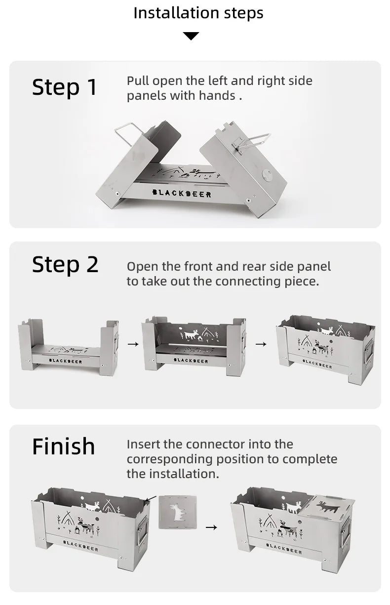 BLACKDEER Outdoor titanium Windproof Wood Stove Furnace Portable Picnic Stove Cooking Camping Burner Barbecue grill BBQ 1kg