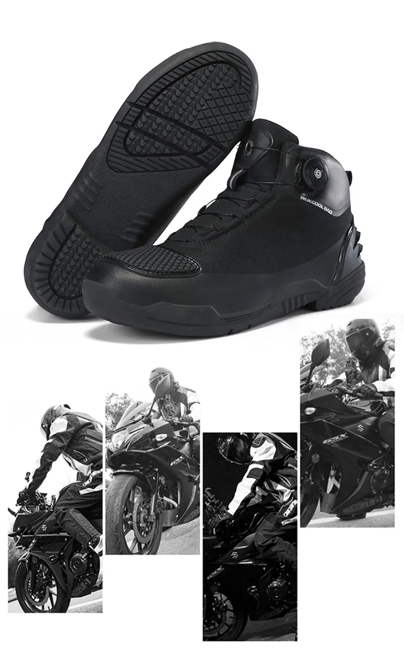 Men's Motorcycle Shoes New Waterproof Breathable Motorbike Shoes Men Motorcycle Short Boots Motos Bike Riding Shoes QK02