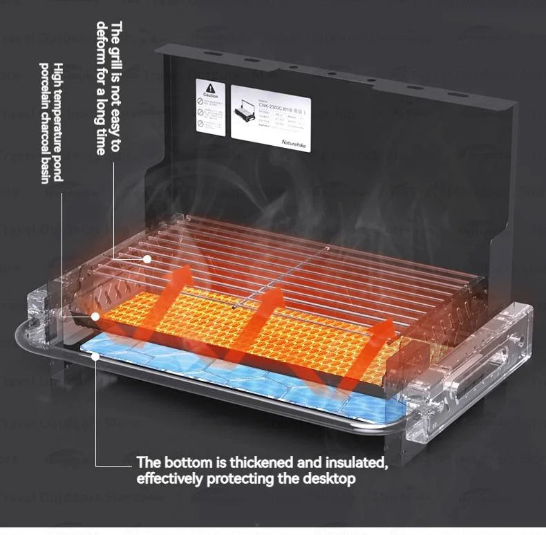 Naturehike Upgrade Barbecue Grill Lightweight Folding Portable Charcoal Burner Camping Outdoor Picnic Tabletop Cooking Stove Box
