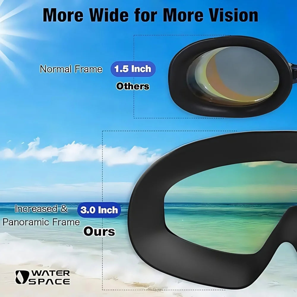 Large Frame Swimming Goggles Adult High-Definition Anti Fog Electroplated Swimming Goggles For Women Men  Silicone Goggle