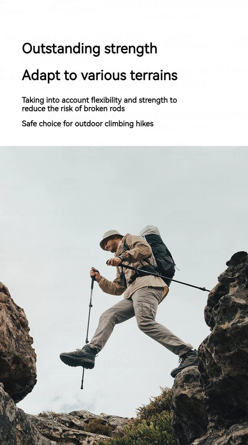 Naturehike ST03 7075 Aluminium Alloy Folding Trekking Pole Walking Stick Climbing Retractable 3 Sections Telescopic Alpenstocks
