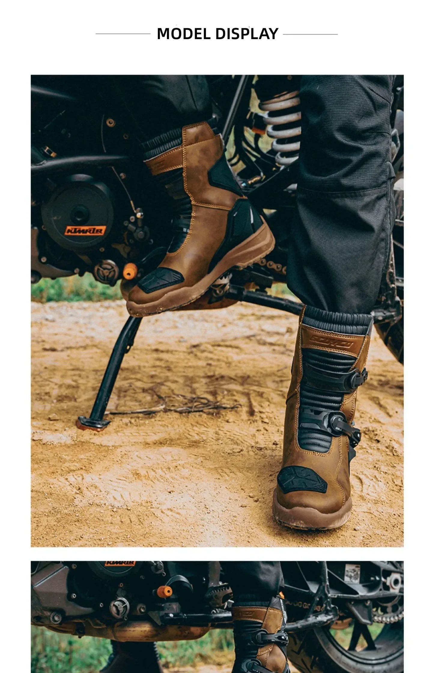 Scoyco Enduro Motorcycle Boots Waterproof Motorcyclist Botas Brown Leather Motocross Boots Off Road Racing Black For Men Knight