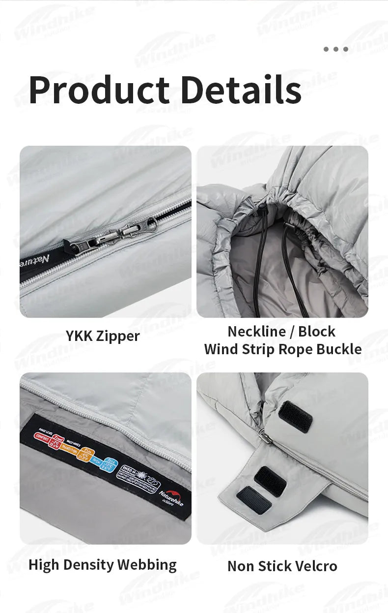 Naturehike Duck Down Sleeping Bag -13℃~8℃ Outdoor Autumn Winter Keep Warm Sleeping Bag Spliceable Envelope Ultralight 670FP