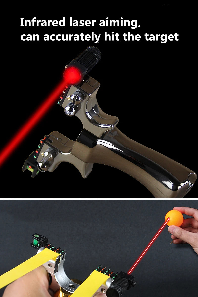 High Precision Slingshot with Laser Spirit Level Fast Press Bow Catapult Outdoor Sports Hunting Accessories Sling Shot Рогатка