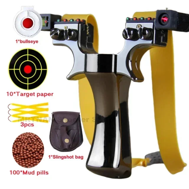 Powerful Laser Slingsshot Upgrade Outdoor Shooting Catapult Double Screw Quick Pressure Rubber Band Hunting Slingshot