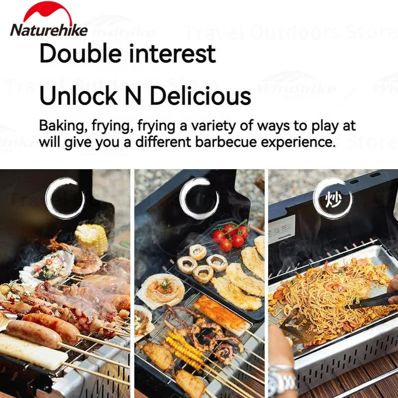 Naturehike Upgrade Barbecue Grill Lightweight Folding Portable Charcoal Burner Camping Outdoor Picnic Tabletop Cooking Stove Box