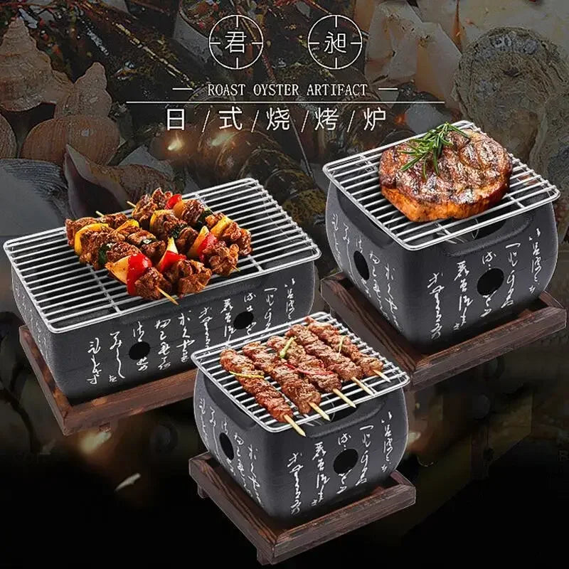 Portable Japanese Charcoal Grill Korean Barbecue grill Aluminium Alloy Alcohol Stove Carbon Cooking Furnace BBQ Tools