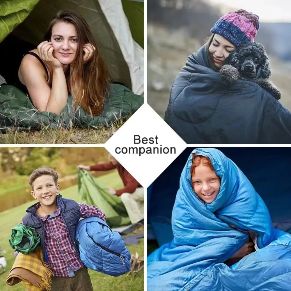 Camping Sleeping Bag Lightweight 4 Season Warm Envelope Backpacking Outdoor Mummy Cotton Winter Sleeping Bag Camp Sleeping Gears
