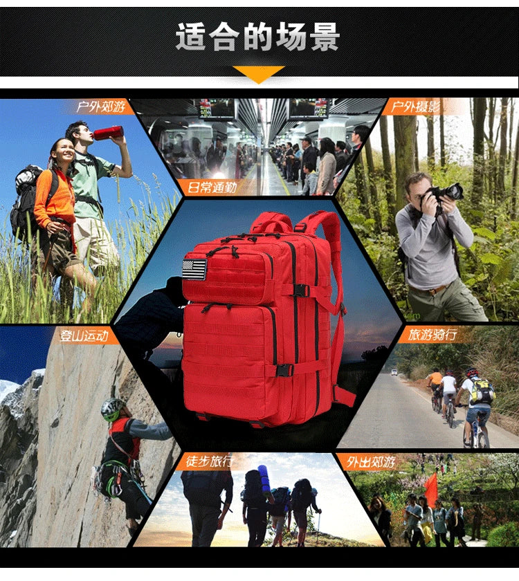 50L 1000D Nylon Waterproof Tactical Military Backpack 3 Day Assault Pack Molle Bag Outdoor Hiking Climbing Camping Army Rucksack