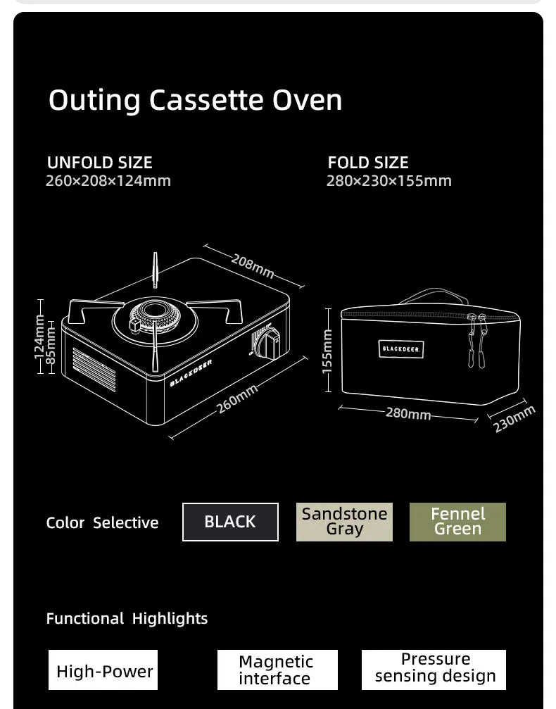 BLACKDEER Outdoor Cassette Barbecue Grill Camping Picnic Gas Heating Stove Oven Furnace Cooktop Roasting Plate Pan BBQ Burner
