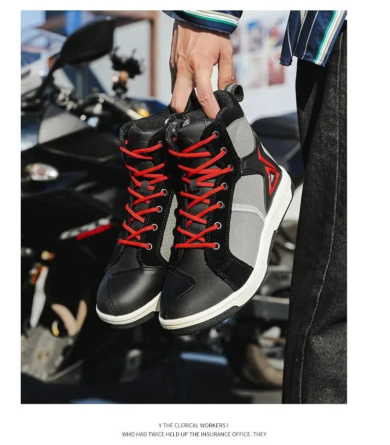 Motorcycle Shoes Men Motocross Boots Motobiker Racing Shoes Toe Cap Hardening Protective Cycling Shoes Summer Breathable Sneaker