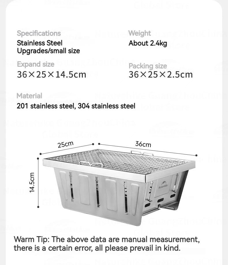 Naturehike Folding Grill Barbecue Stove Firewood Camping Picnic Cookware Accessories Portable Stainless Steel IGT Table Heater