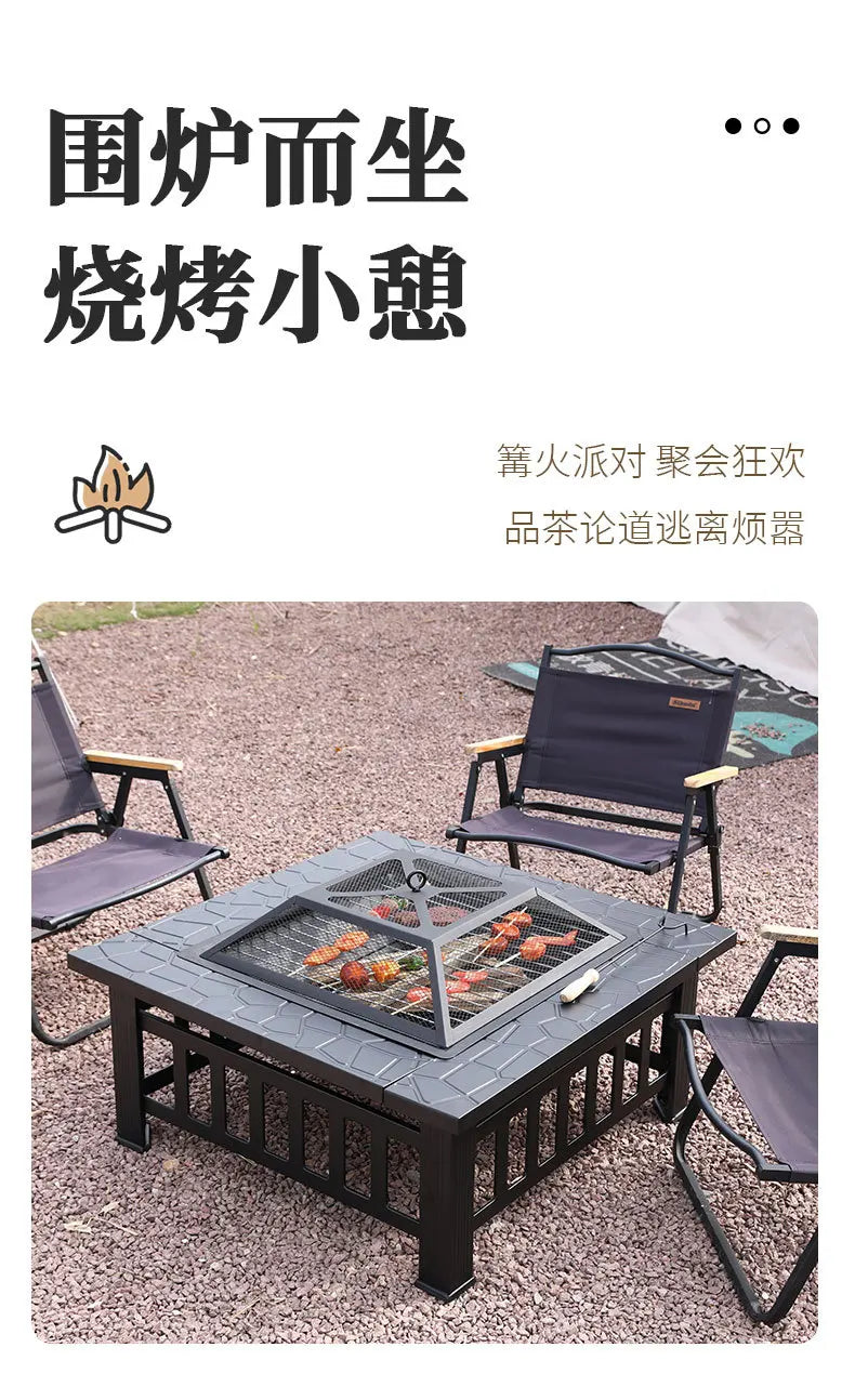 BBQ Grill Table Outdoor Garden Furniture Charcoal Heating Grill Patio Furniture Brazier