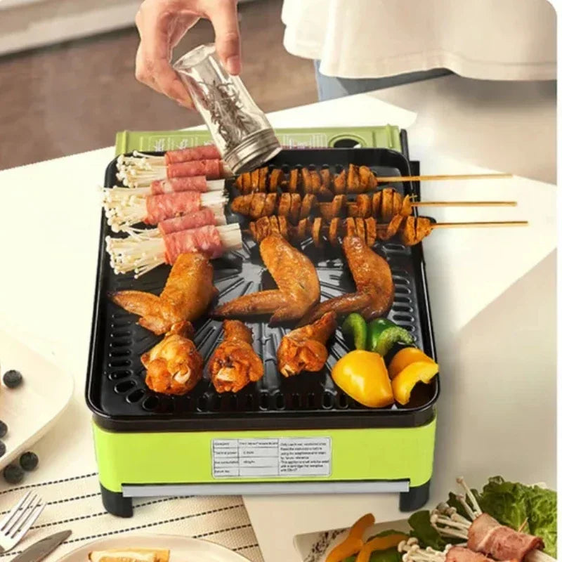 Portable Barbecue Stove, Smokeless Grill, Dual-Purpose Gas Oven for Outdoor Use, Compact Cooking Unit, Korean Style
