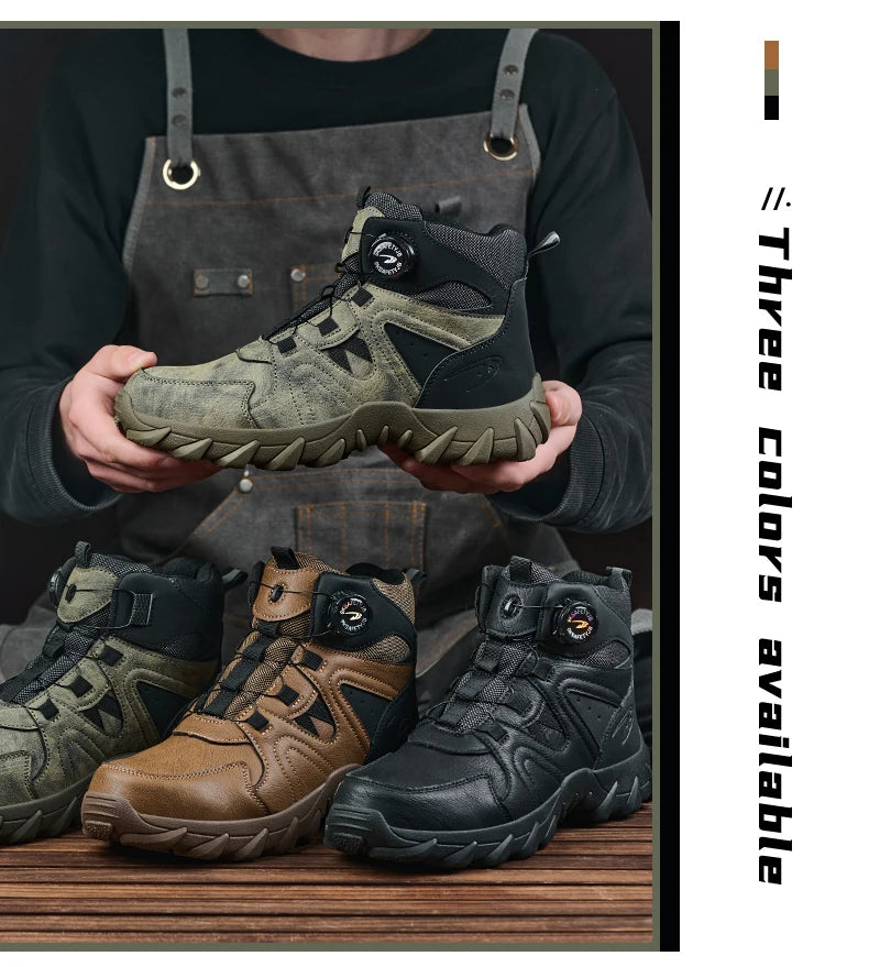 Rotating button Safety Boots Men Outdoor tactical boots Indestructible shoes Puncture-Proof Work Boots Steel toe shoes Sneakers