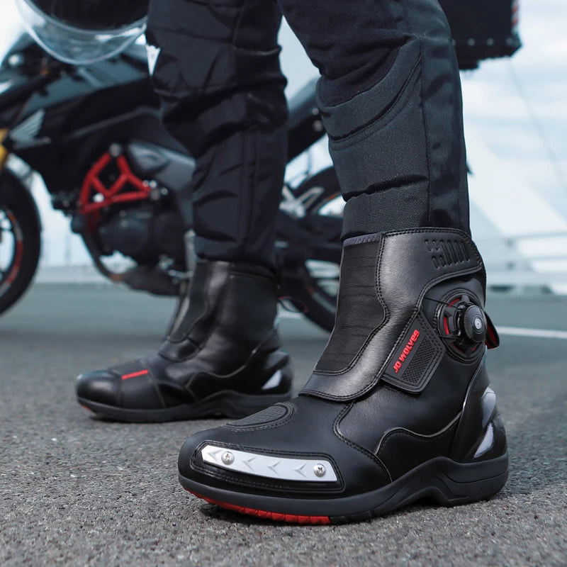 Men Motorcycle Boots Outdoor Waterproof Motocross Riding Boot Anti-Slip Motos Shoes High Quality Men's Motorcycle Shoes JC666