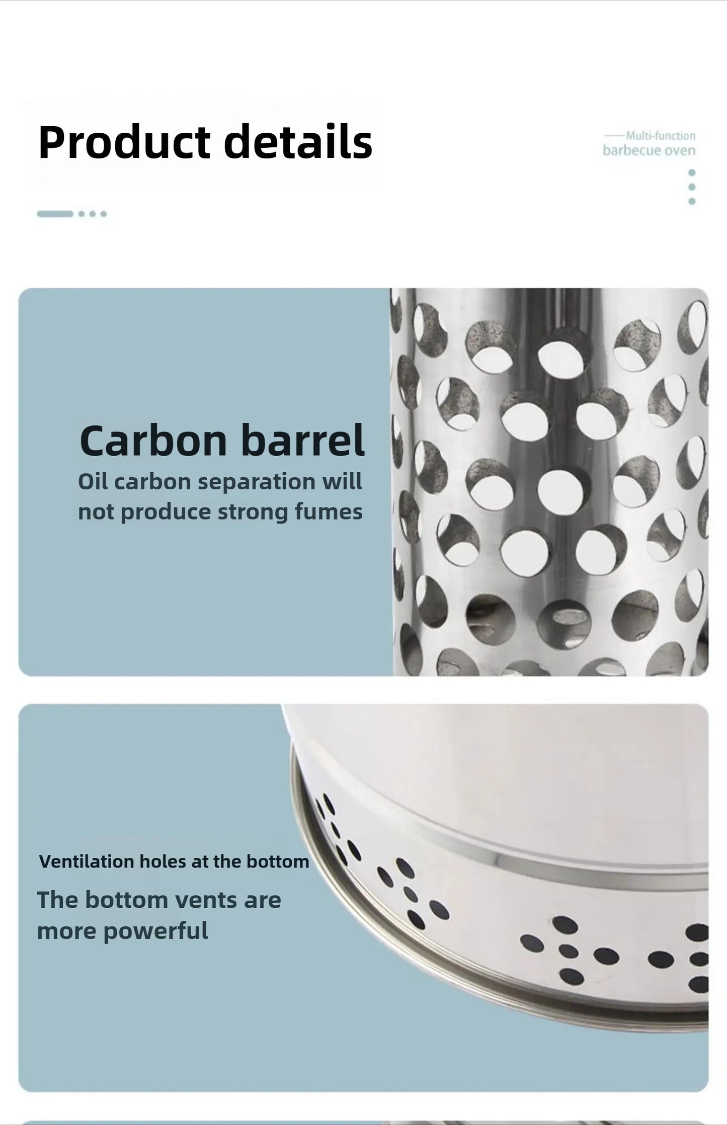 Smokeless Barrel BBQ Grill, Charcoal Rotisserie for Home, Commercial, Outdoor Meat Skewer, Portable Roaster