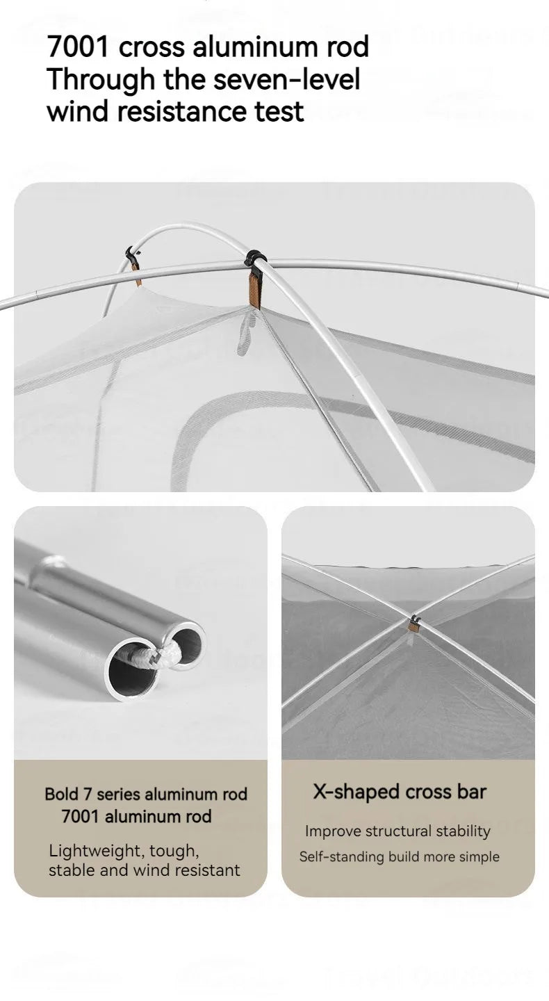 Naturehike Ultralight Backpacking Tent Dome Shelter Tent for 2-3 Person Camping Hiking Trekking Double Layer Lightweight 2.5kg