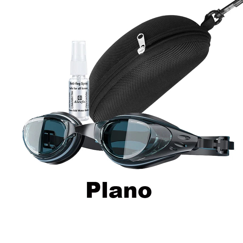 Custom Myopia Prescription Swim Goggles for Adult Kids, Anti-Fog,Left/Right Different  Power (-6.0 to Plano),  Adjustable Strap