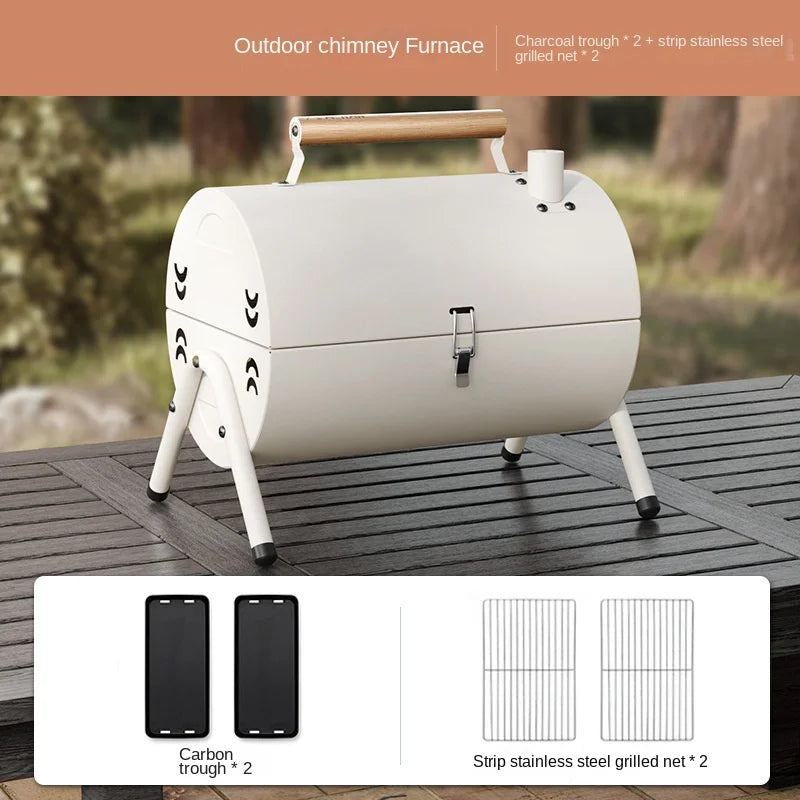 Barbecue Grill Outdoor Portable Picnic Camping Folding Smokeless Grill Household Portable Charcoal Heating Barbecue Grill 2025