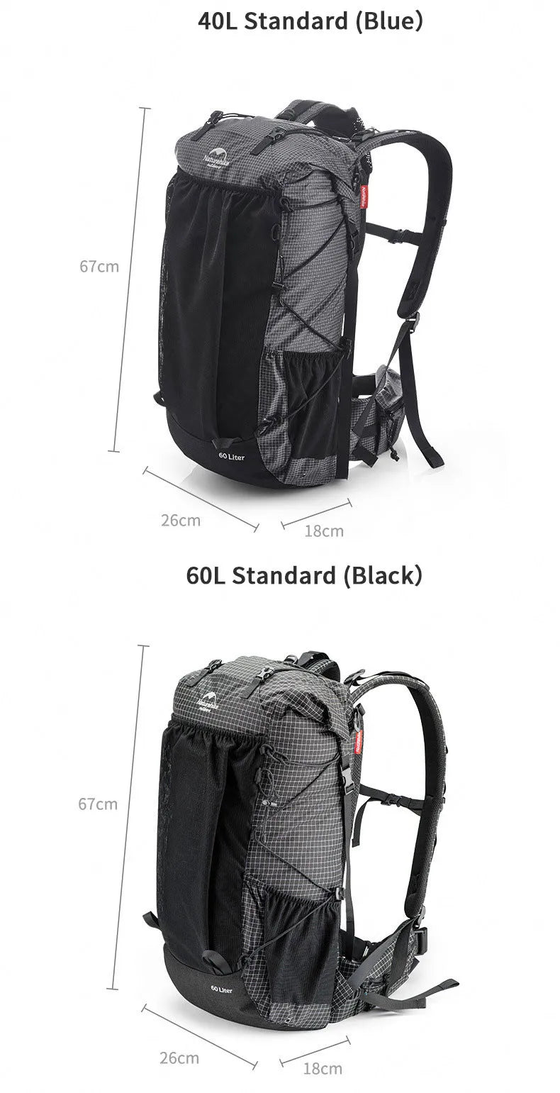 Naturehike Rock Series Outdoor Bags 60L Travel Backpacks Large Capacity 60+5L Hiking Packs Aluminum Frame Hiking Bag