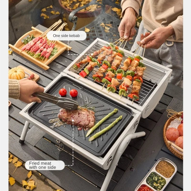 Barbecue Grill Outdoor Portable Picnic Camping Folding Smokeless Grill Household Portable Charcoal Heating Barbecue Grill 2025