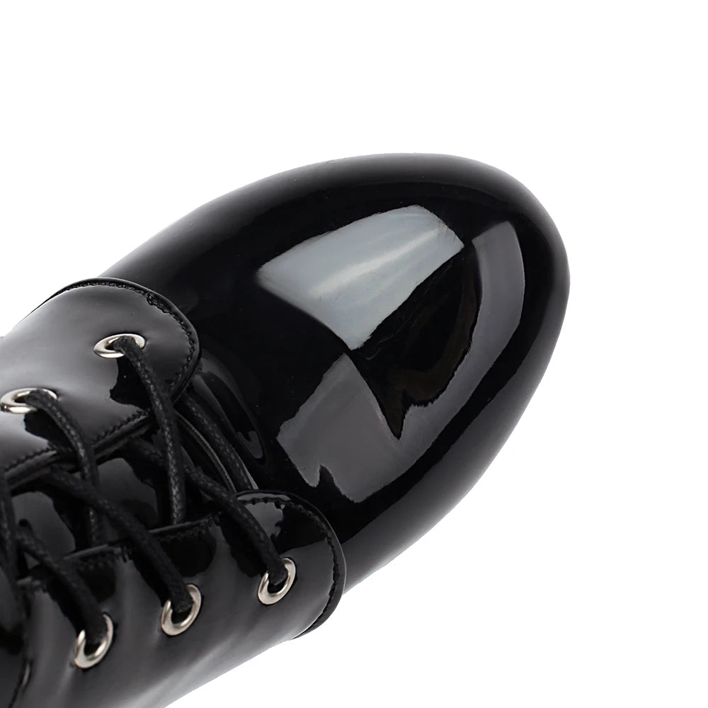 INS Style 15CM Extreme High Heels Platform Boots Lace Up Sexy Pole Dancing Ankle Boots Side Zip Gold Silver  Shoes Fast Shipping