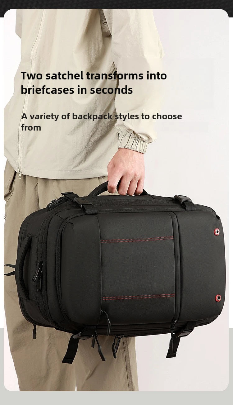 Vacuum Compression Backpack 35L Expandable, Travel Hiking Laptop Bag with Waterproof Cover, Lightweight Daypack for Outdoor