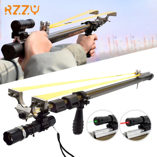Hunting Slingshot Red and Green Laser High PowerStraight Rod Telescopic Folding Catapult Bow for Outdoor Sports Shooting New