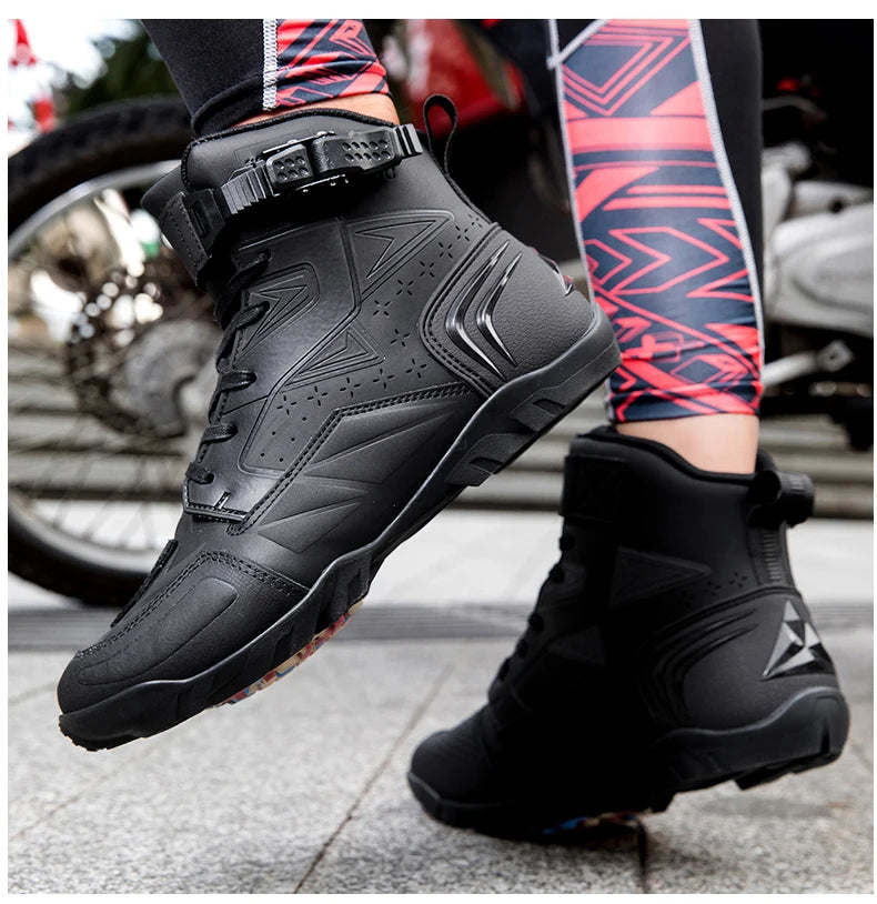 New Motorcycle Boots Men Breathable Motos Riding Boot TPU Protect Men's Motorcycle Shoes Anti Slip Motorbike Ankle Length Boots