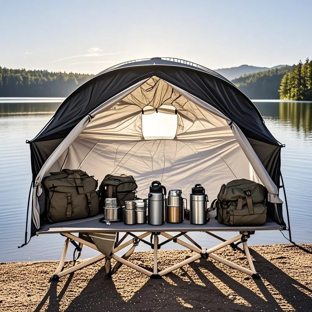 All-Season Camping Cot Tent 1-Person - Sturdy Cross-Braced Structure, for Fishing or Outdoor Activities,, Compact & Portable